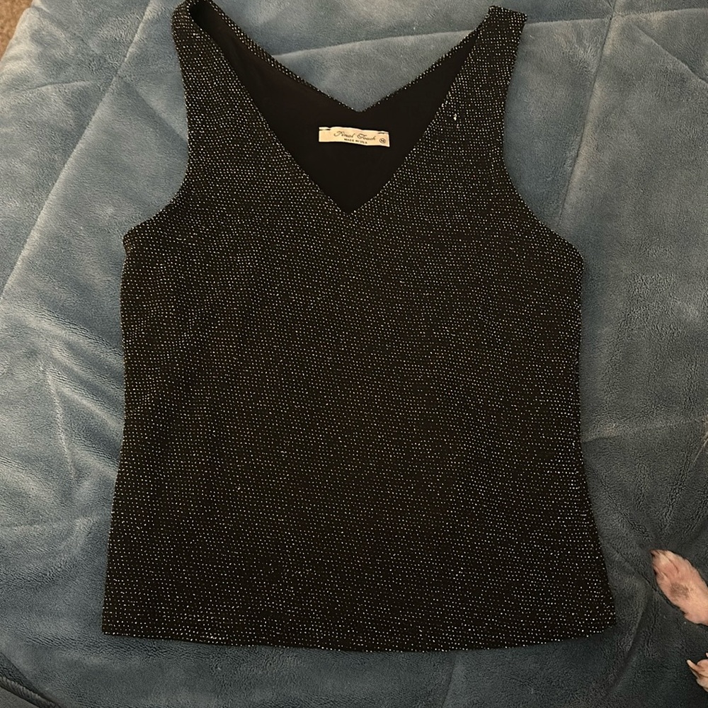 Final Touch stretchy sparkly black tank top